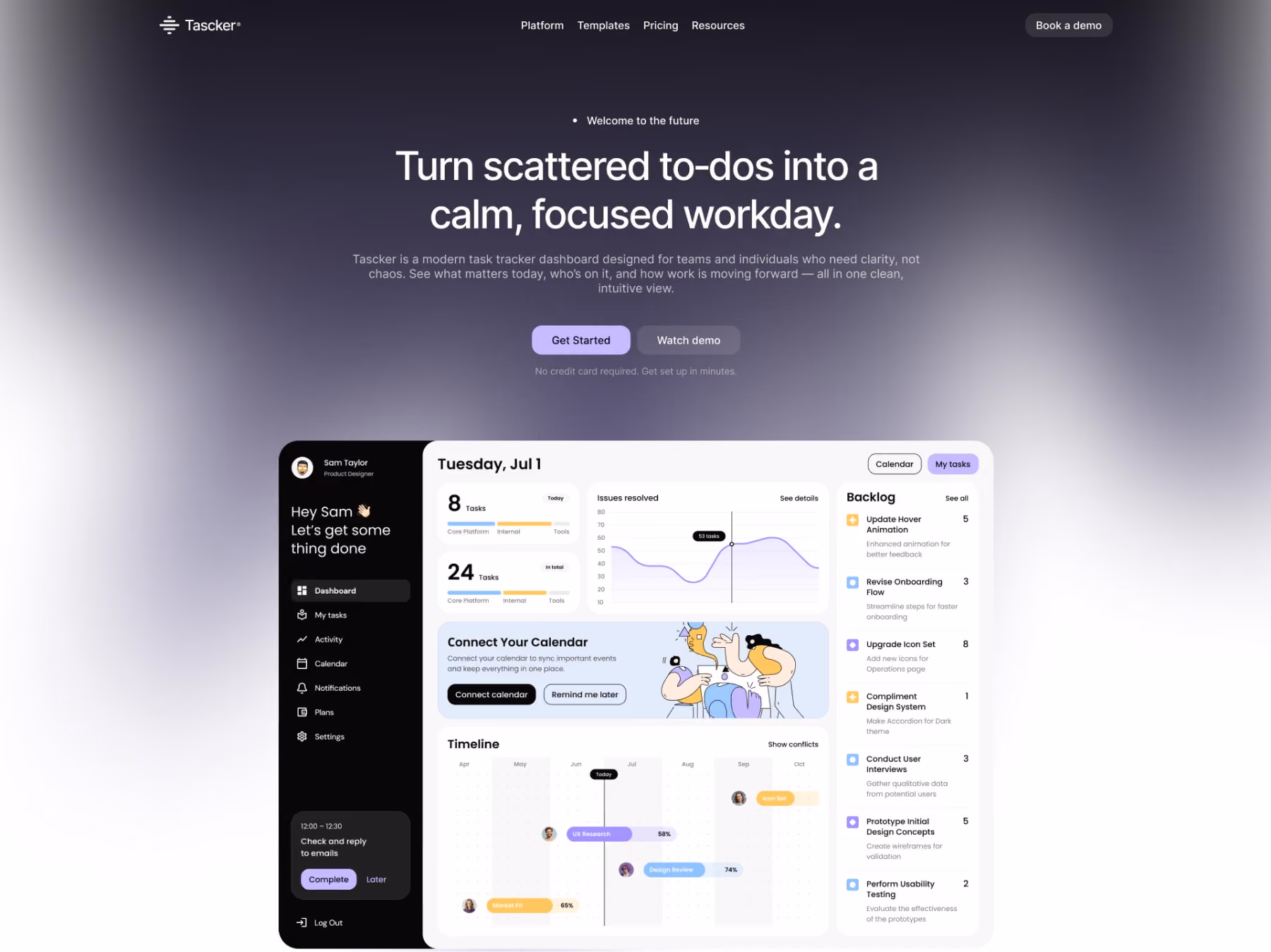 Tascker productivity SaaS website built in Webflow by Flowdevs.